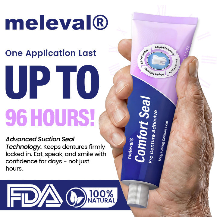 🔥 LIMITED SPECIAL OFFER 🔥 meleval® Comfort Seal Pro Denture Adhesive🦷💜FDA Certified (Clinically Proven 96- Hour Lock Hold for Secure, Comfortable & Zinc-Free Denture Fit)
